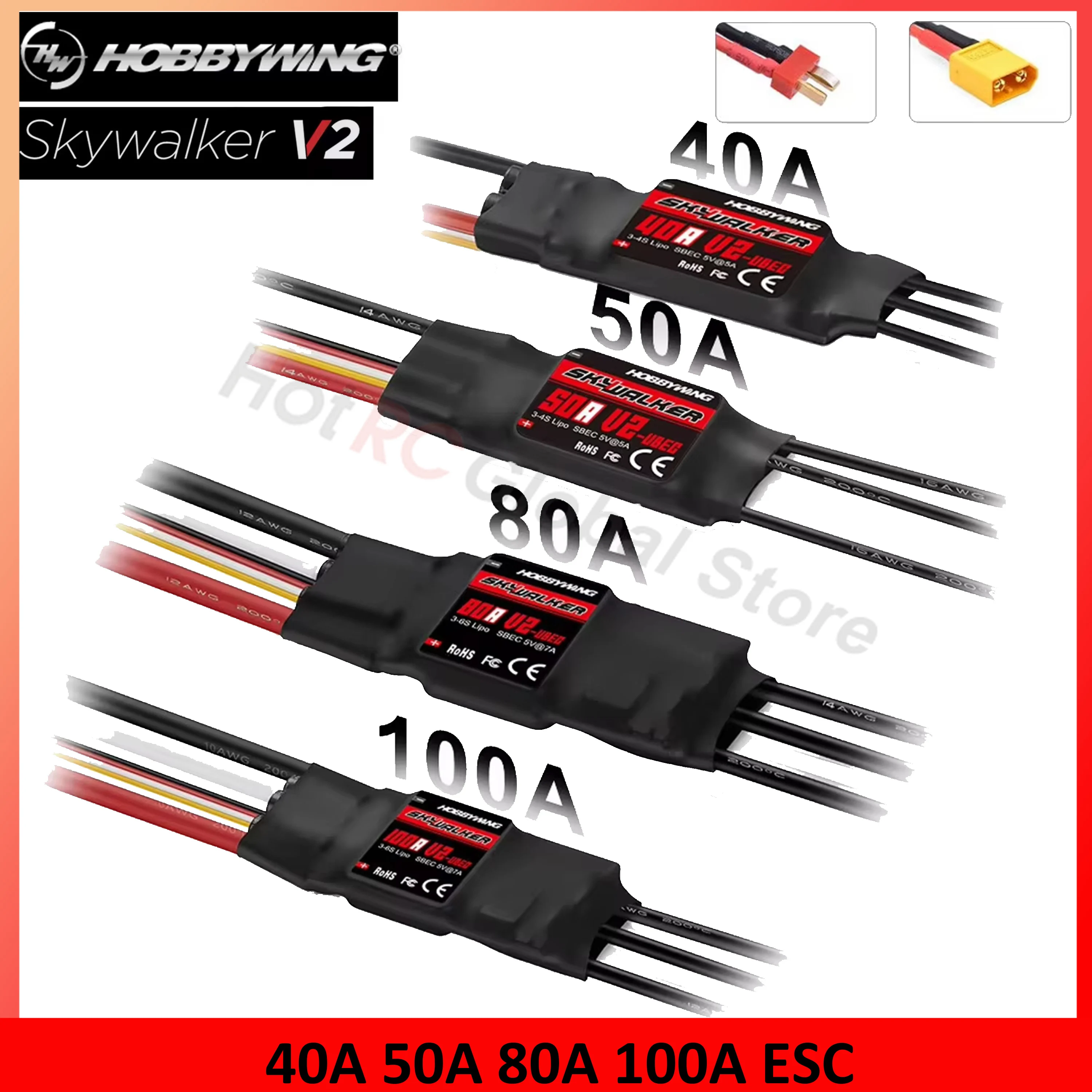 Drone Esc - HOBBYWING 스카이워커 V2 시리즈, 브러시리스 ESC