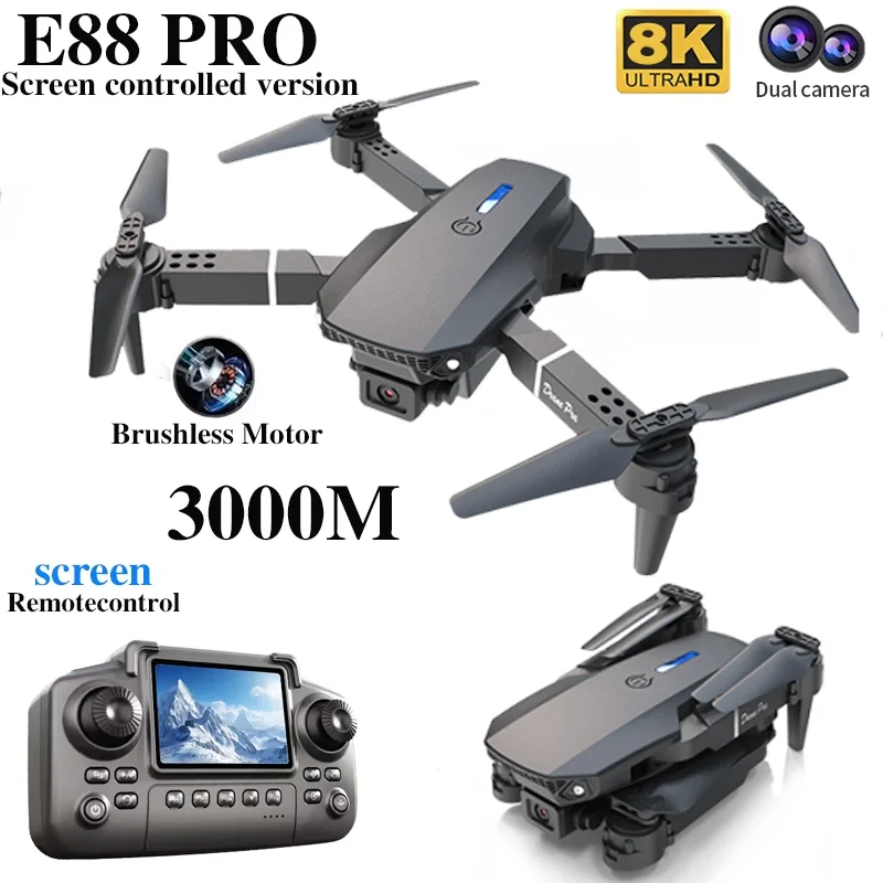 전문가용 E88 PRO 드론, 화면 탑재 8K HD 카 - Brushed Drone Motor 리뷰 및 가격