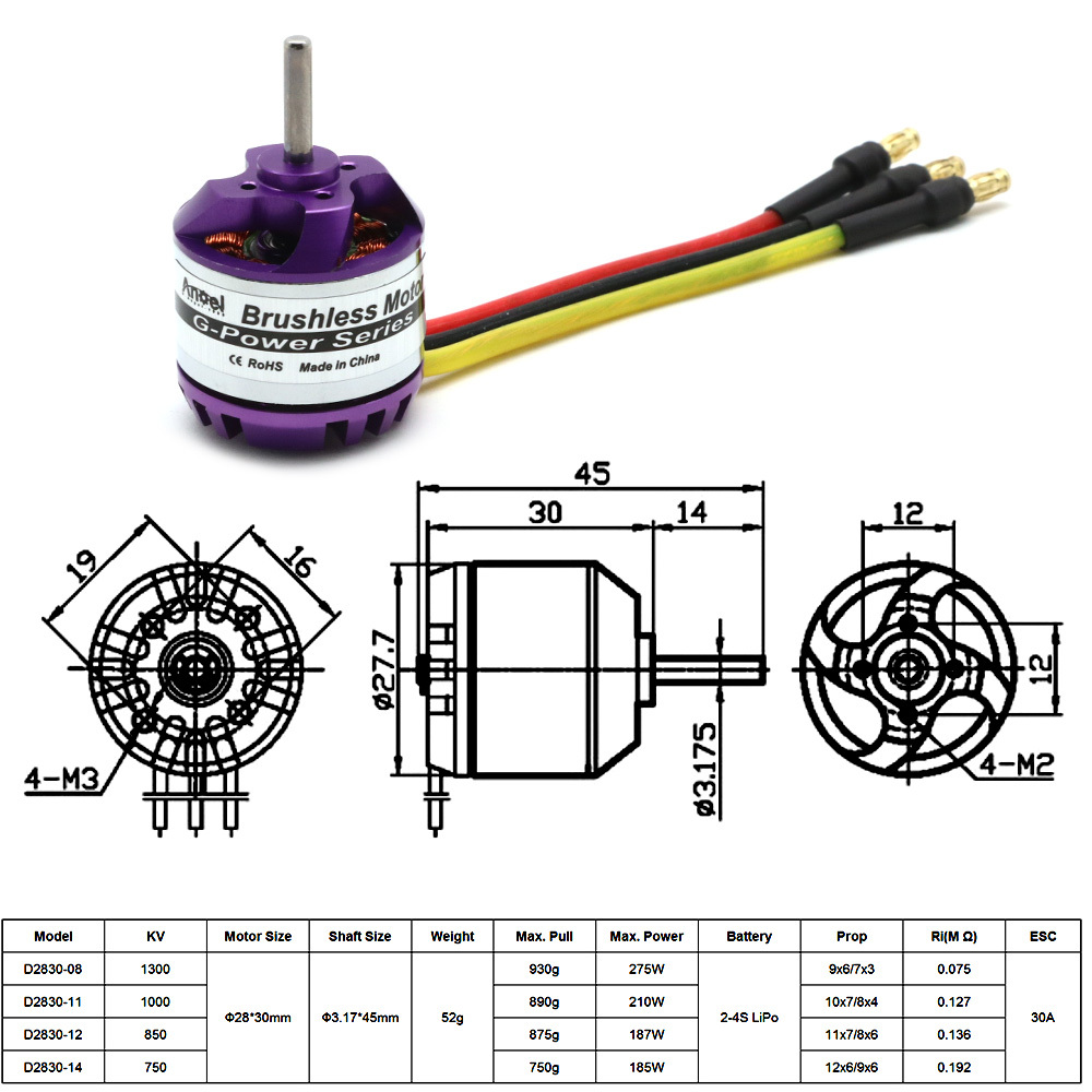 D2830 1300KV 1000KV 850KV 750K - Brushed Drone Motor 리뷰 및 가격