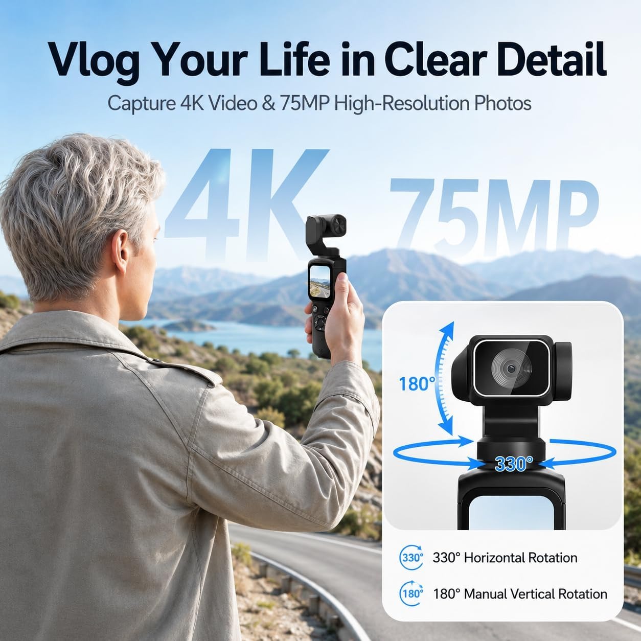 유튜브용 4K 브이로그 카메라 75MP 포켓 카메라 ( - Runcam Camera 리뷰 및 가격