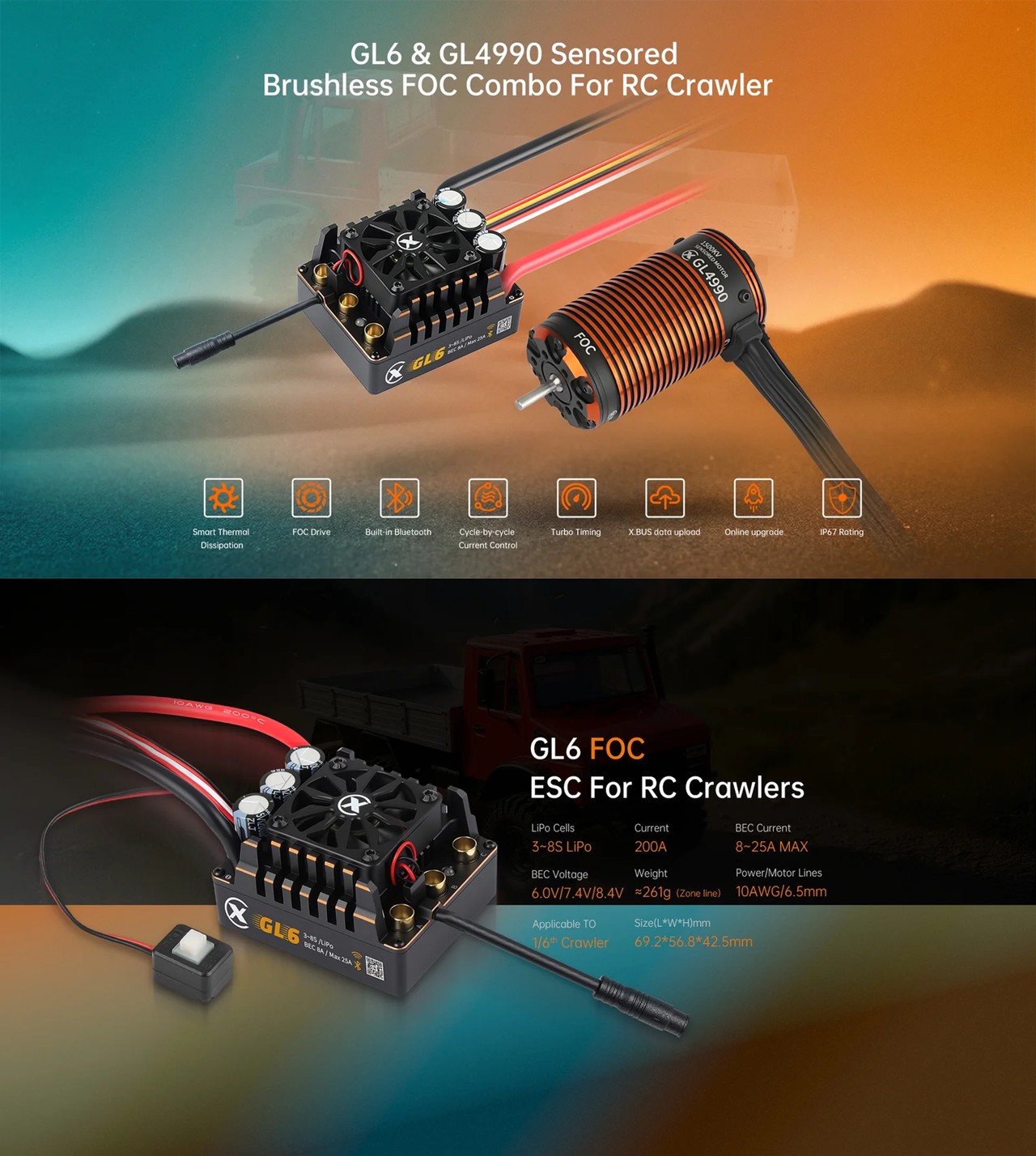 XC 콤보 FOC 크롤러 브러시리스 모터 GL4990  - 4 In 1 Esc 리뷰 및 가격